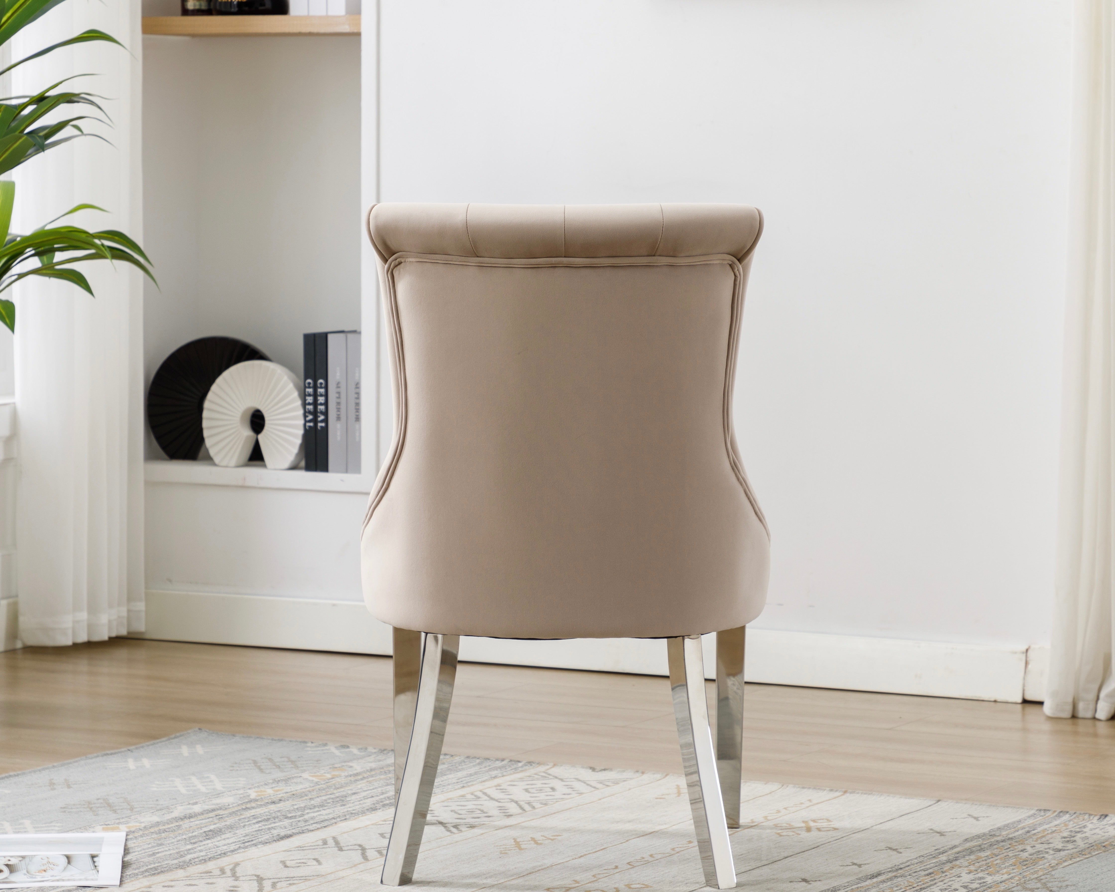Oakland Mink Cream Velvet Dining Chair With Chrome Legs