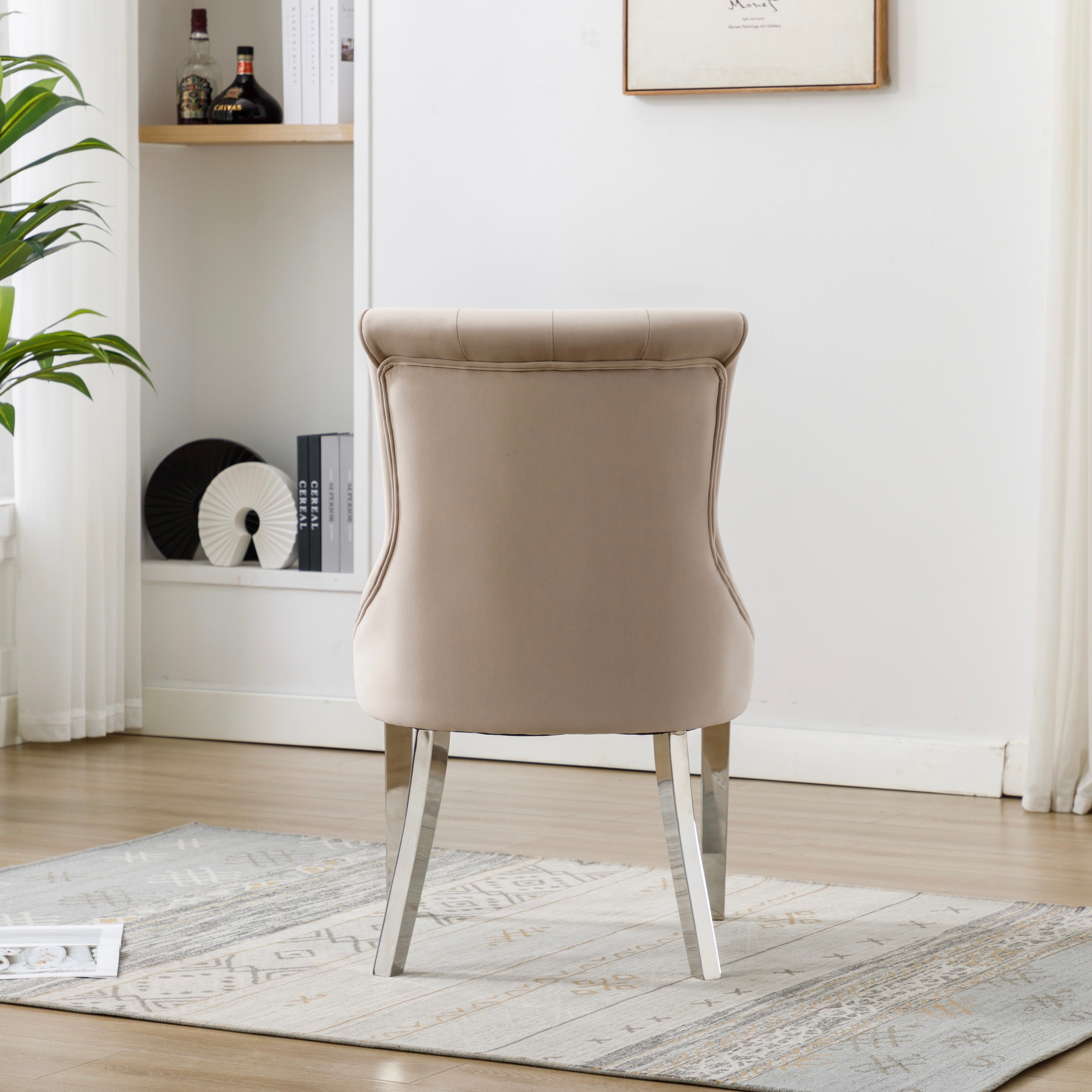 Oakland Mink Cream Velvet Dining Chair With Chrome Legs