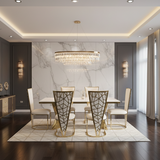 Ravello 180cm Gold Dining Table with Vienna Chairs
