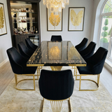 Ravello 180cm Cream & Gold Dining Table with Lasco Gold Chairs