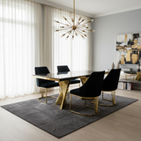 Ravello 160cm Black & Gold Dining Table Set with Lasco Gold Chairs