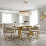 Ravello 180cm Cream & Gold Marble Dining Table with Porado Chairs