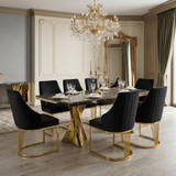 Ravello 160cm Cream & Gold Dining Table Set with Lasco Gold Chairs