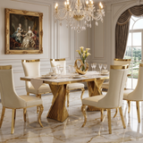 Ravello 160cm Cream & Gold Dining Table Set with Rocky Chairs