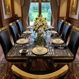 Ravello 180cm Cream & Gold Dining Table Set with Rocky Chairs