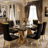 Ravello 160cm Cream & Gold Dining Table Set with Rocky Chairs