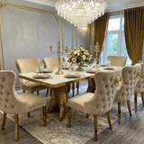 Ravello 160cm Cream & Gold Dining Table Set with Valentino Chairs