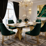 Ravello 160cm Cream & Gold Dining Table Set with Lasco Gold Chairs