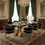 Ravello 180cm Cream & Gold Marble Dining Table with Porado Chairs