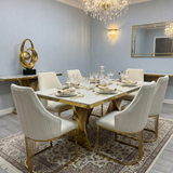 Ravello 180cm Black & Gold Dining Table with Lasco Gold Chairs