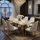 Ravello 180cm Black & Gold Dining Table with Lasco Gold Chairs