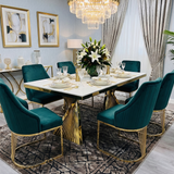 Ravello 180cm Cream & Gold Dining Table with Lasco Gold Chairs