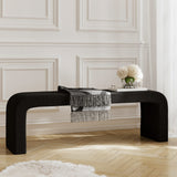 Ren Black Chenille Boucle Fabric Bench