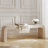 Ren Buff Chenille Boucle Fabric Bench