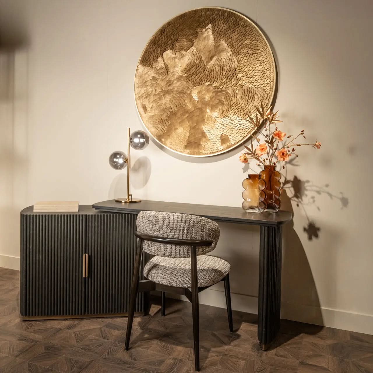 Richmond Interiors Cambon 2-Doors Desk in Dark Coffee
