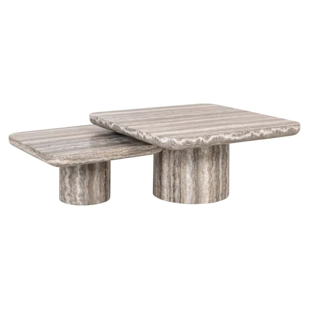 Richmond Interiors Denizly Set of 2 Coffee Table in Grey Faux Travertine