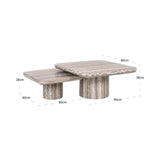 Richmond Interiors Denizly Set of 2 Coffee Table in Grey Faux Travertine