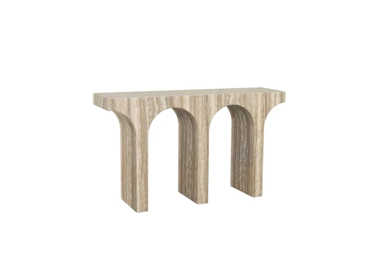 Richmond Interiors Dulce Console Table in Grey Faux Travertine