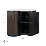 Richmond Interiors Mayfield 1-Door Ribbed Mango Wood Bar Table with Marble Top