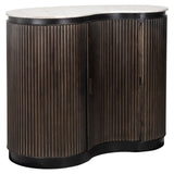 Richmond Interiors Mayfield 1-Door Ribbed Mango Wood Bar Table with Marble Top