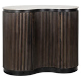 Richmond Interiors Mayfield 1-Door Ribbed Mango Wood Bar Table with Marble Top