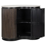 Richmond Interiors Mayfield 1-Door Ribbed Mango Wood Bar Table with Marble Top