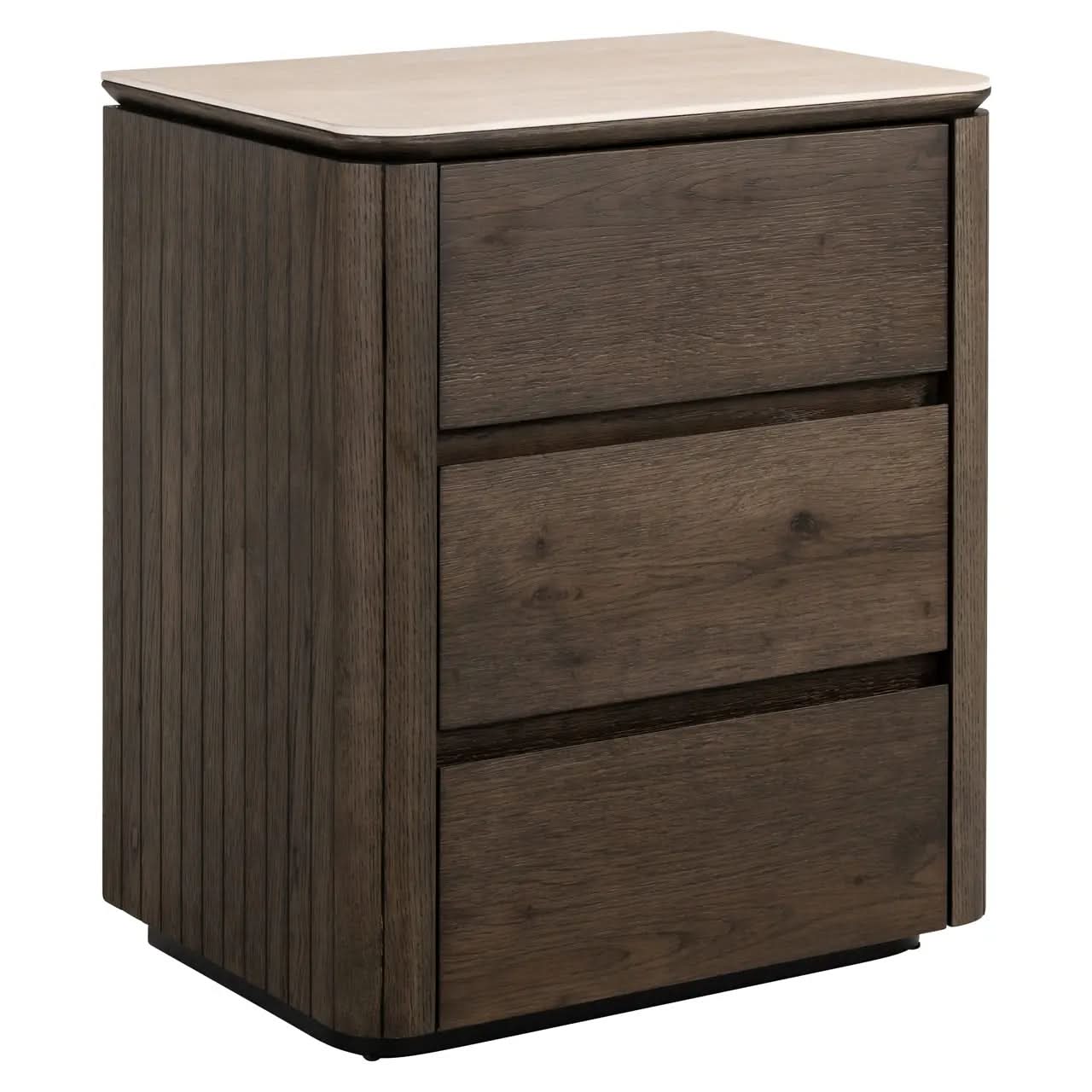 Richmond Interiors Ritz 3 Drawer Bedside in Brown – Oak & Travertine Finish