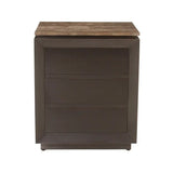 Richmond Interiors Russo Brown 3 Drawer Nightstand with Travertine Top