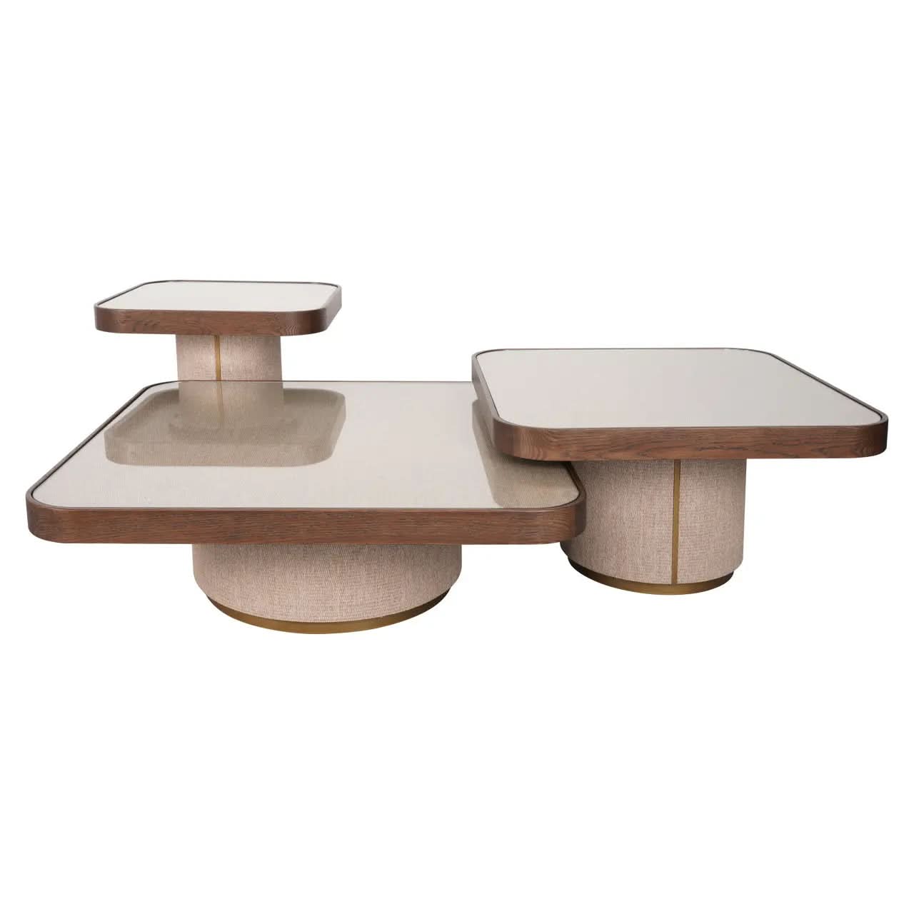Richmond Interiors Willox Brown Coffee Table Set with Glass (Set of 2)