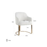 Richmond Interiors Carlton White Boucle Gold Velvet Dining Chair