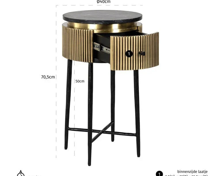 Richmond Interiors Ironville Golden 1 Drawer Side Table