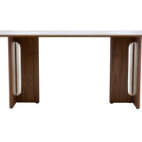 Rinato 180cm Walnut & White/Sunset Cloud Vein Ceramic Marble Dining Table