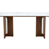 Rinato 180cm Walnut & White/Sunset Cloud Vein Ceramic Marble Dining Table