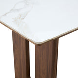 Rinato 180cm Walnut & White/Sunset Cloud Vein Ceramic Marble Dining Table