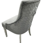 Arial Marble & Chrome Dining Table + Lion Knocker Velvet Chairs-Esme Furnishings