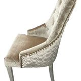 Majestic Chrome Lion Knocker Quilted Tufted Shimmer Velvet Dining Chair Chrome Legs - 2 Colours