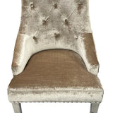 Majestic Chrome Lion Knocker Quilted Tufted Shimmer Velvet Dining Chair Chrome Legs - 2 Colours