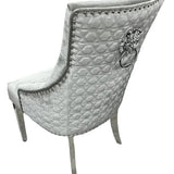 Majestic Chrome Lion Knocker Quilted Tufted Shimmer Velvet Dining Chair Chrome Legs - 2 Colours