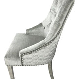 Majestic Chrome Lion Knocker Quilted Tufted Shimmer Velvet Dining Chair Chrome Legs - 2 Colours
