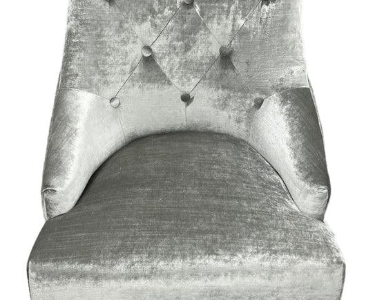 Gold Lion Knocker Quilted Tufted Plush Shiny Velvet Dining Chair Gold Legs - 2 Colours-Esme Furnishings