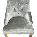 Majestic Gold Lion Knocker Quilted Tufted Shimmer Velvet Dining Chair Gold Legs - 2 Colours-Esme Furnishings