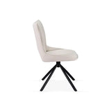 Manhattan 160-240cm Beige Ceramic Stone Extending Marble Dining Table With Swivel 360 Velvet Chairs