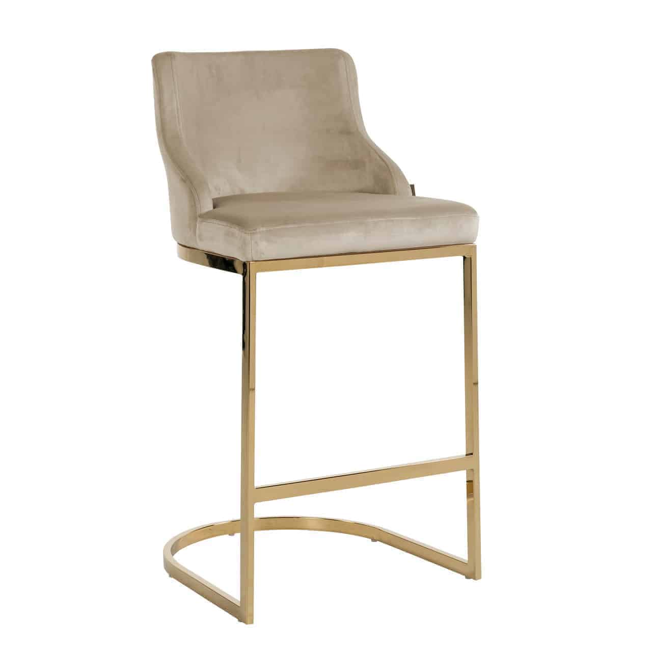 Richmond Interiors Bolton Gold & Taupe Khaki Velvet Bar Stool
