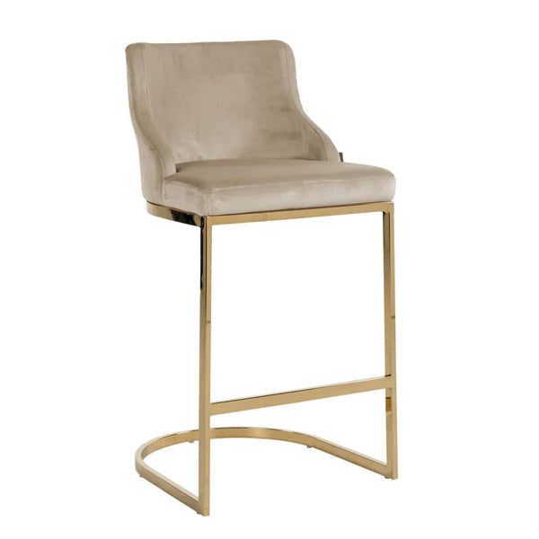 Richmond Bolton Velvet Beige Bar Stool-Belmont Interiors