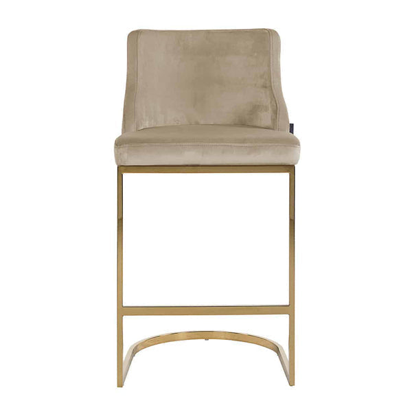 Richmond Bolton Velvet Beige Bar Stool-Belmont Interiors