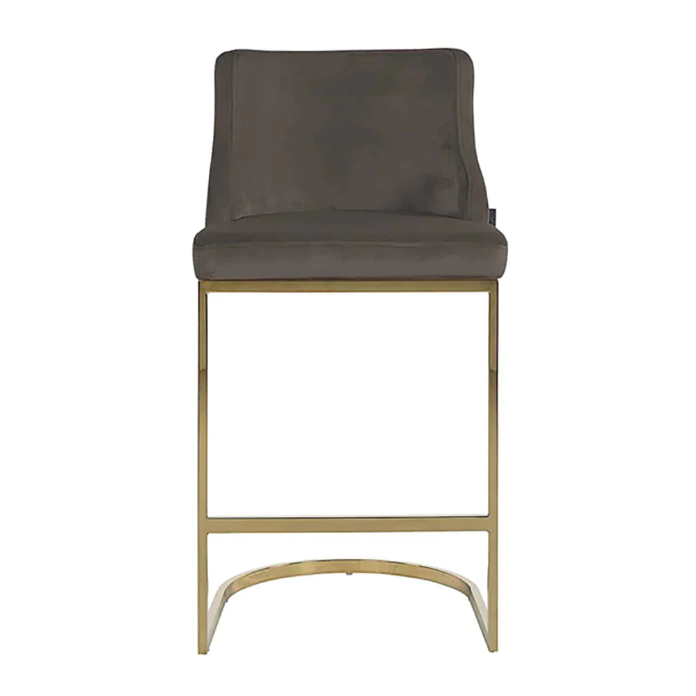 Richmond Bolton Velvet Gold & Stone Bar Stool-Belmont Interiors