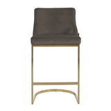 Richmond Bolton Velvet Gold & Stone Bar Stool-Belmont Interiors