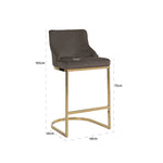 Richmond Bolton Velvet Gold & Stone Bar Stool-Belmont Interiors