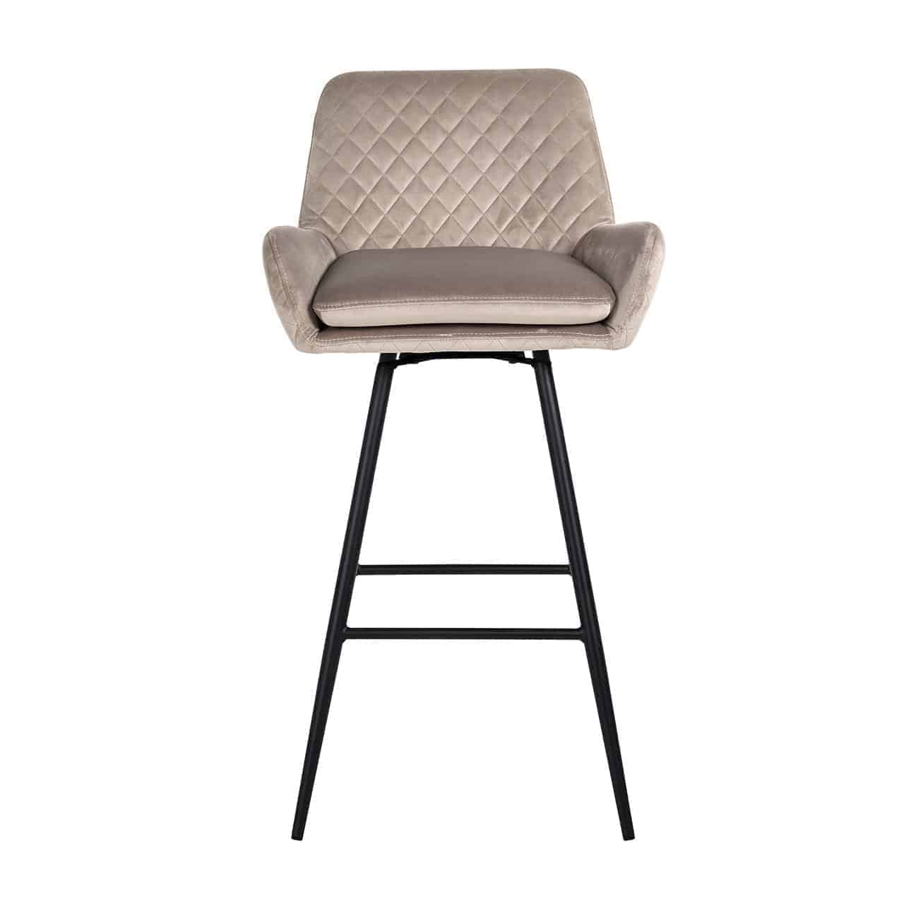 Richmond Linsey Swivel Bar Stool In Khaki Velvet-Belmont Interiors