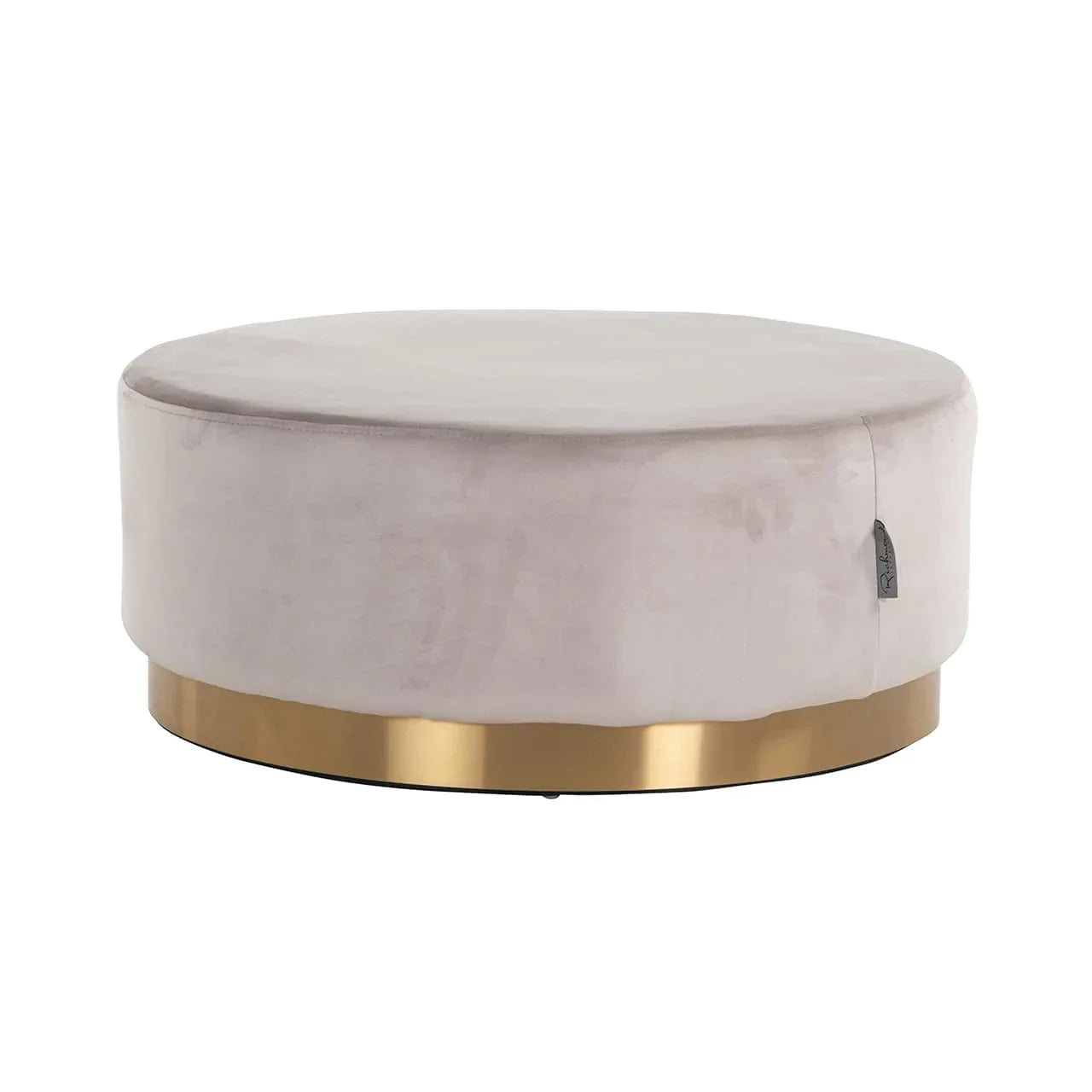 Richmond Interiors Pouffe In Jago Khaki Velvet And Brushed Gold